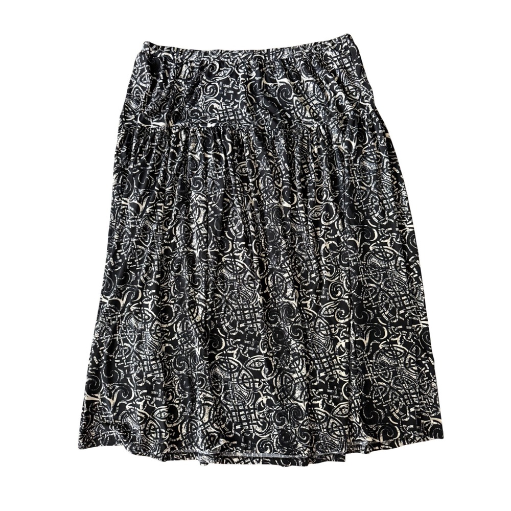 Susan Lawrence Women's 2X Black White Geometric Print Full Midi Skirt | SKU 1036